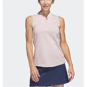 adidas Women's Wonder Taupe Two Color Ottoman Polo Shirt Size XL